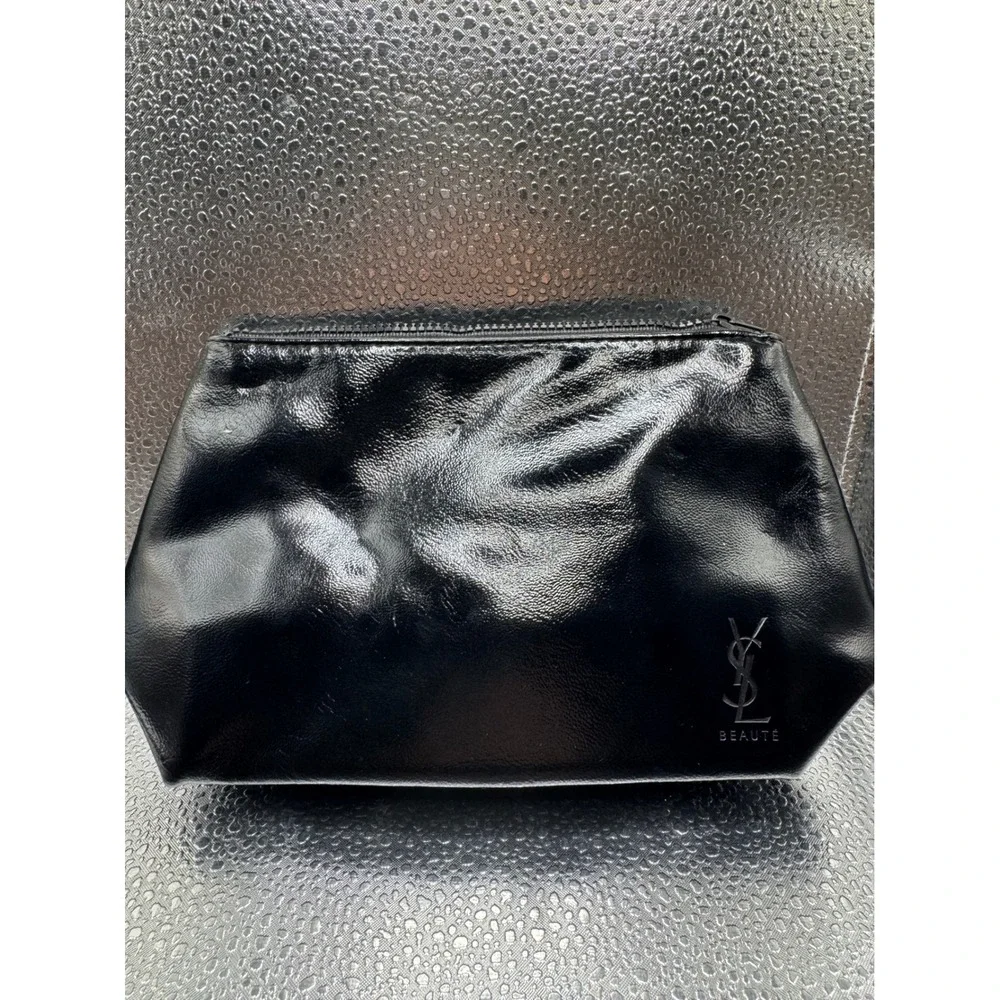 YSL‎ Yves Saint Laurent Beaute Black Patent Makeup Bag Cosmetic Pouch Clutch